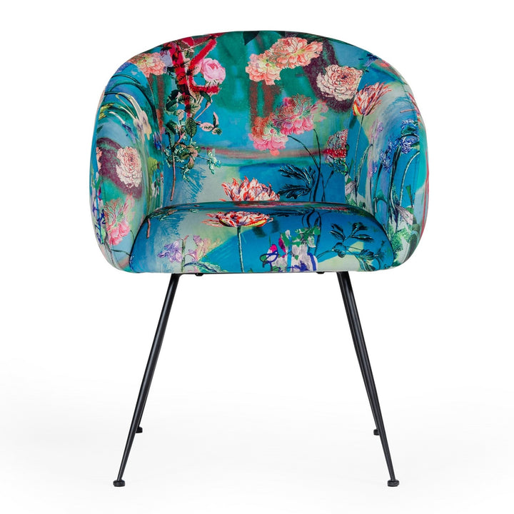 Roxann - Contemporary Floral Velvet Dining Chair