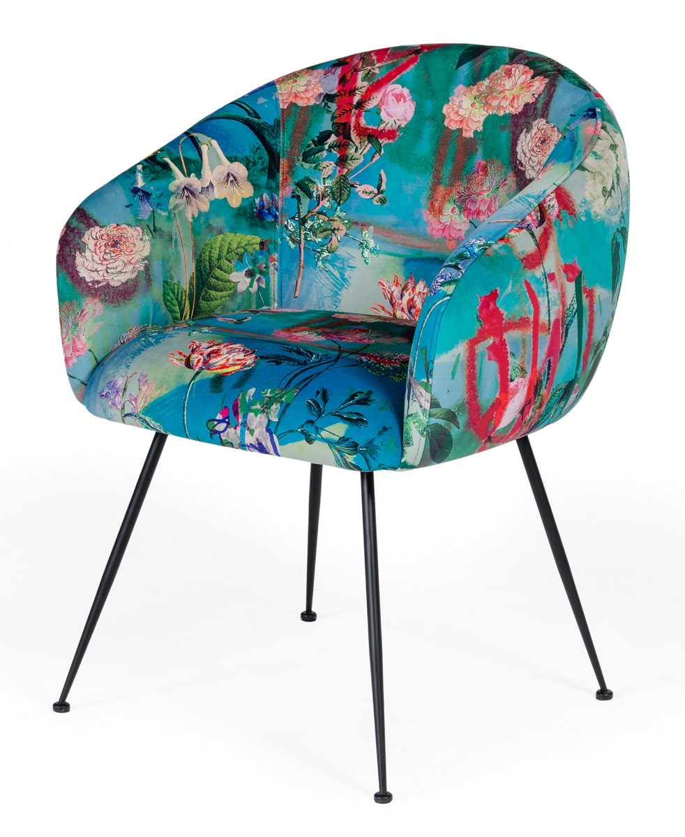 Roxann - Contemporary Floral Velvet Dining Chair
