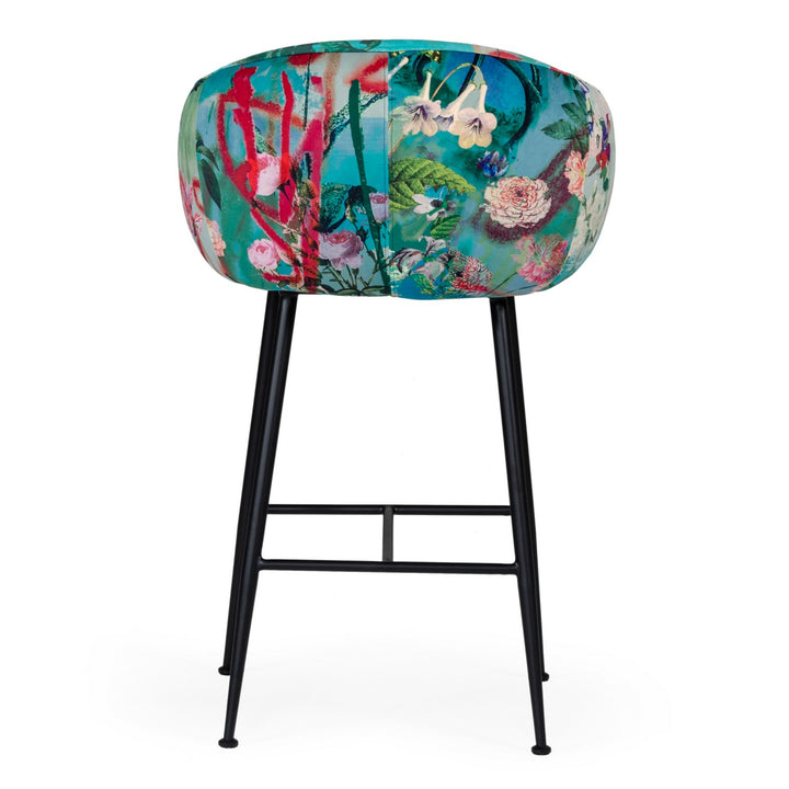 Roxann - Contemporary Floral Velvet Bar Stool