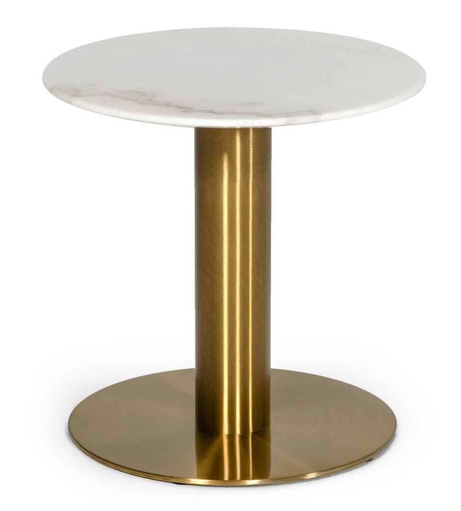 Fairway - Glam White Marble and Brushed Gold End Table