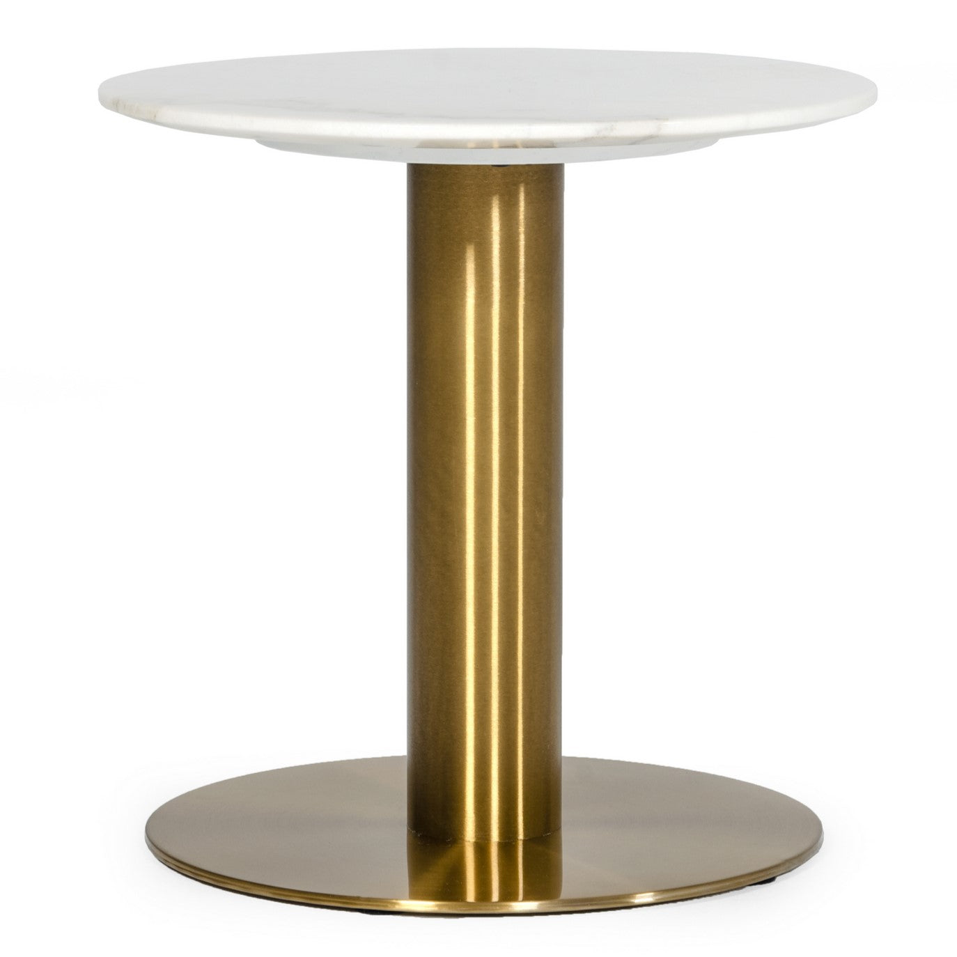Fairway - Glam White Marble and Brushed Gold End Table