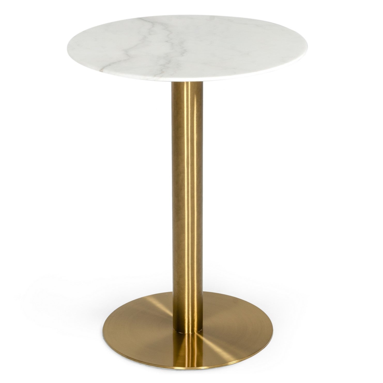 Fairway - Glam White Marble and Brushed Gold Bar Table