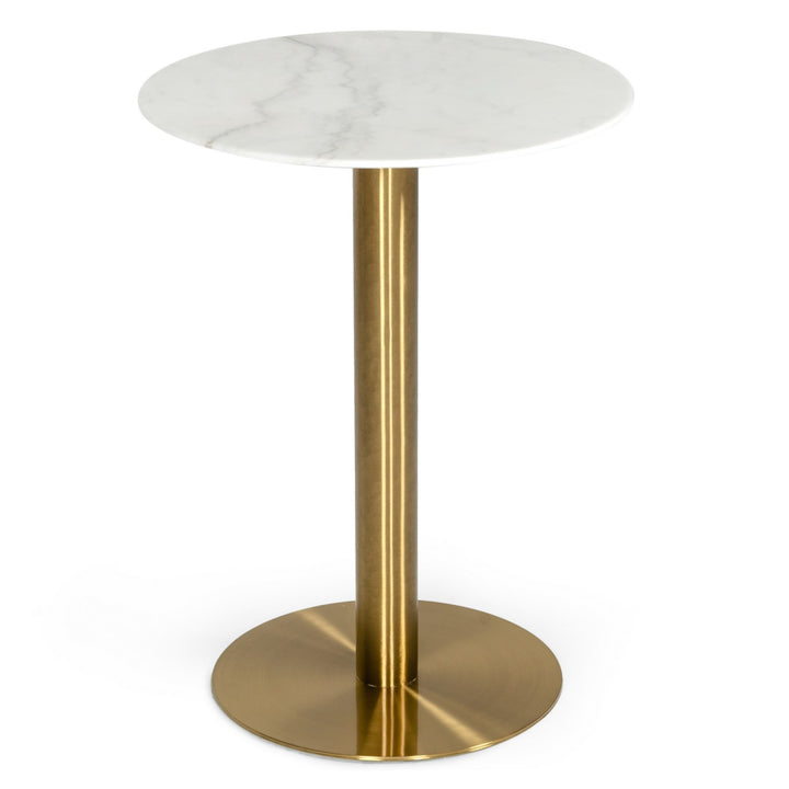 Fairway - Glam White Marble and Brushed Gold Bar Table