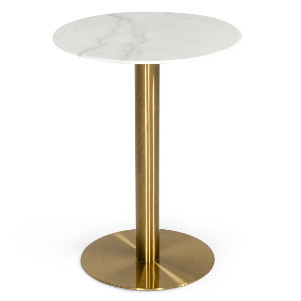 Fairway - Glam White Marble and Brushed Gold Bar Table - View 2