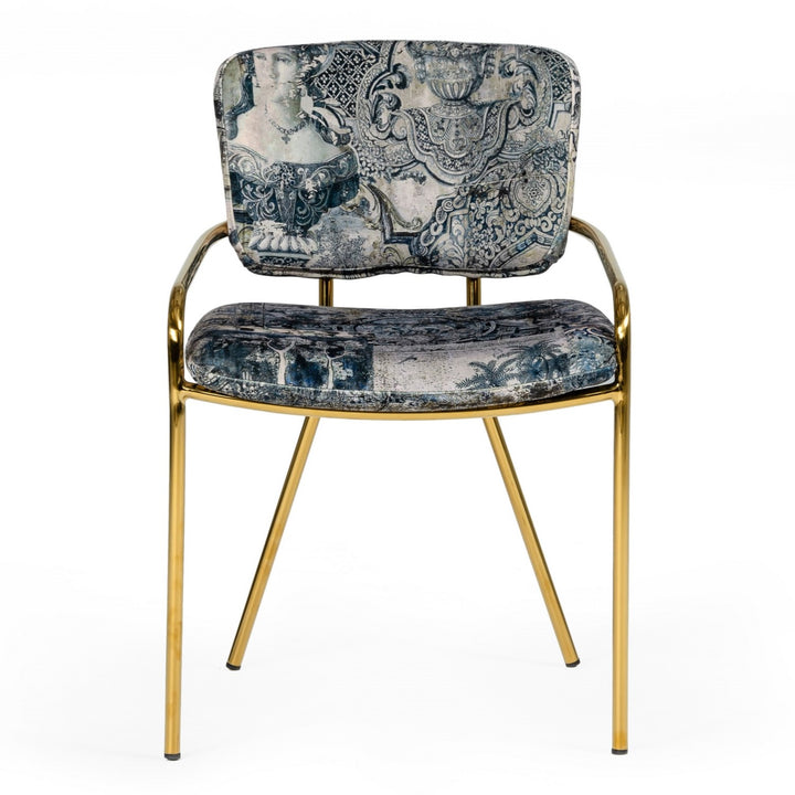 Farnon - Modern Patterned Velvet and Gold Dining Chair