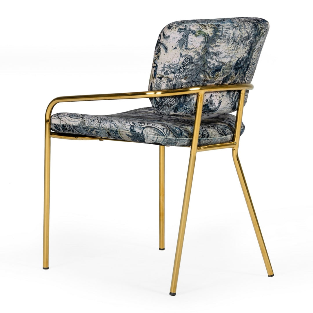 Farnon - Modern Patterned Velvet and Gold Dining Chair
