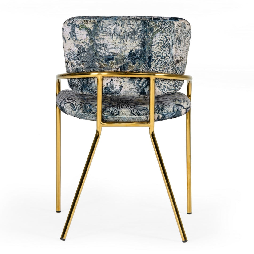 Farnon - Modern Patterned Velvet and Gold Dining Chair