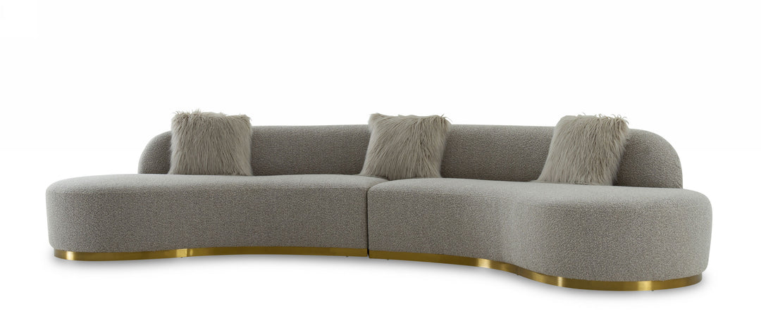 Frontier  Glam Grey Fabric Curved Sectional Sofa