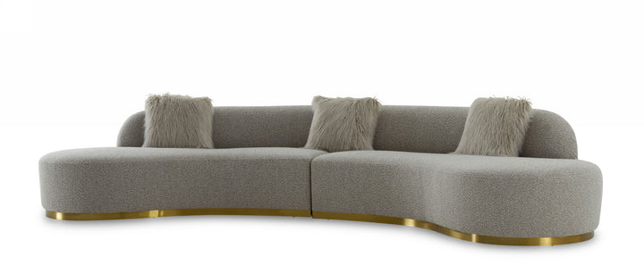 Frontier  Glam Grey Fabric Curved Sectional Sofa