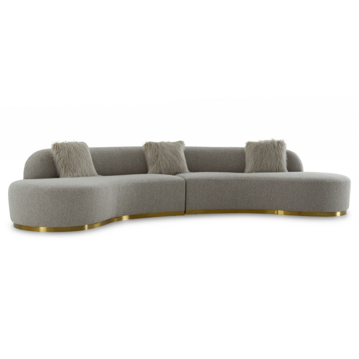 Frontier - Glam Grey Fabric Curved Sectional Sofa