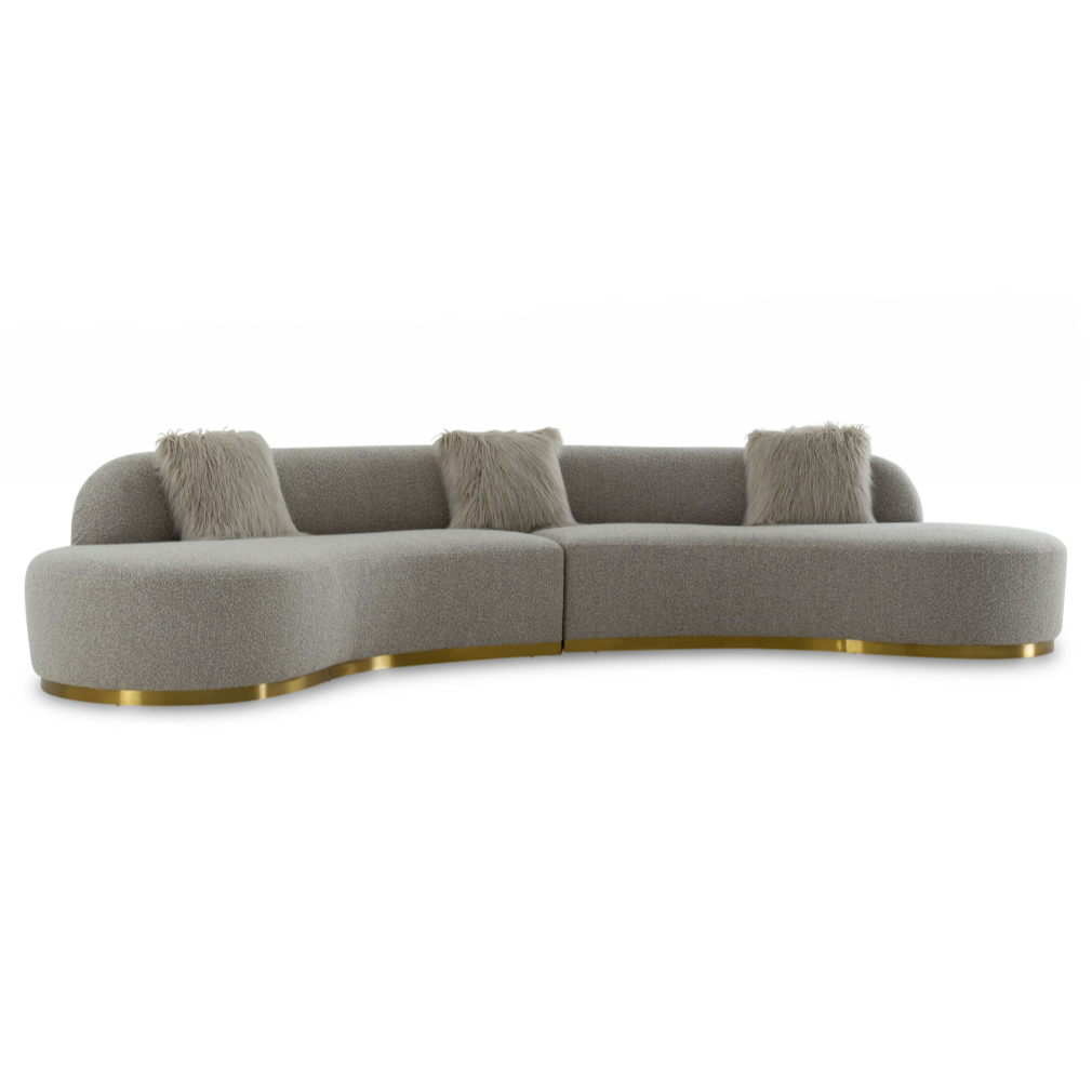 Frontier - Glam Grey Fabric Curved Sectional Sofa - View 2