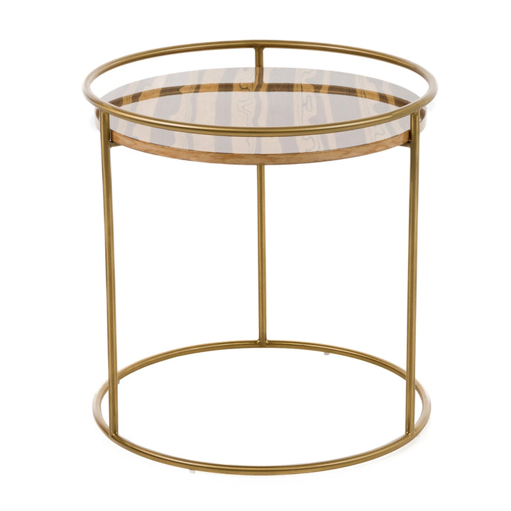 Gilcrest - Glam Brown and Gold Marble End Table