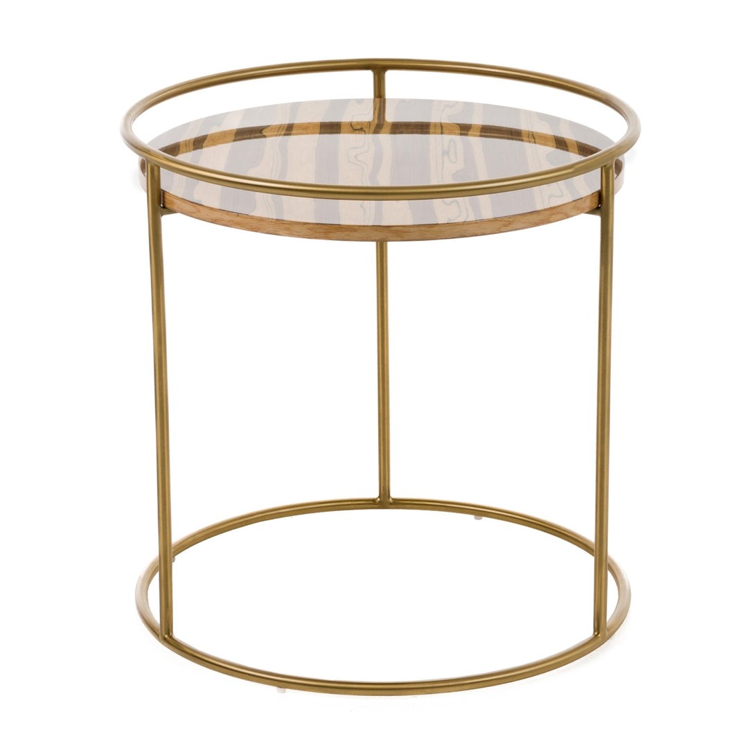 Gilcrest - Glam Brown and Gold Marble End Table