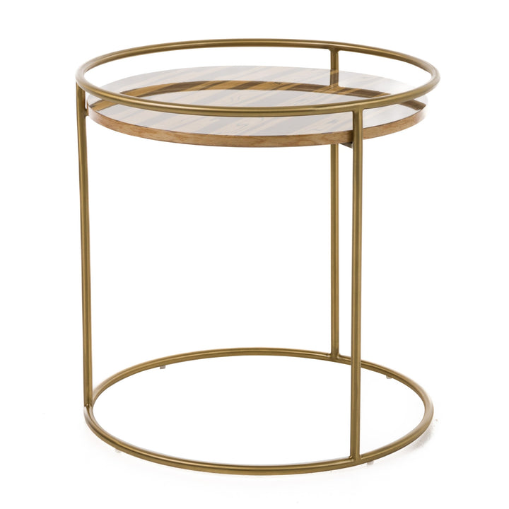 Gilcrest - Glam Brown and Gold Marble End Table