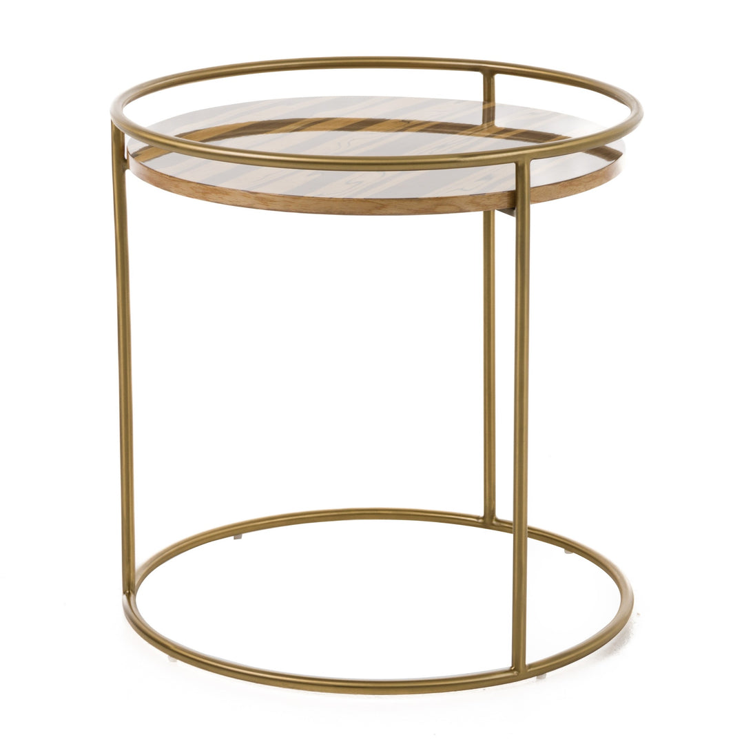 Gilcrest - Glam Brown and Gold Marble End Table