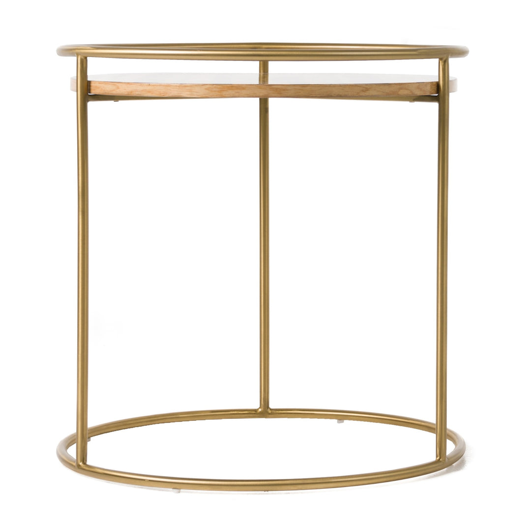 Gilcrest - Glam Brown and Gold Marble End Table