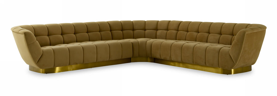 Granby - Glam Mustard  Gold Fabric Sectional Sofa