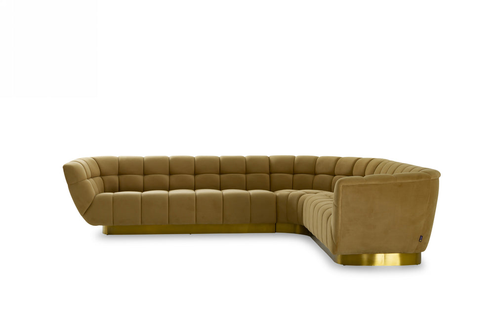 Granby - Glam Mustard  Gold Fabric Sectional Sofa