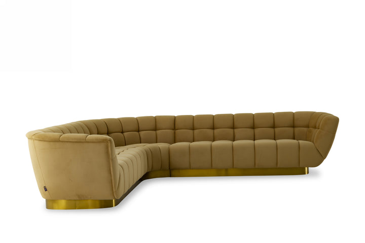 Granby - Glam Mustard  Gold Fabric Sectional Sofa