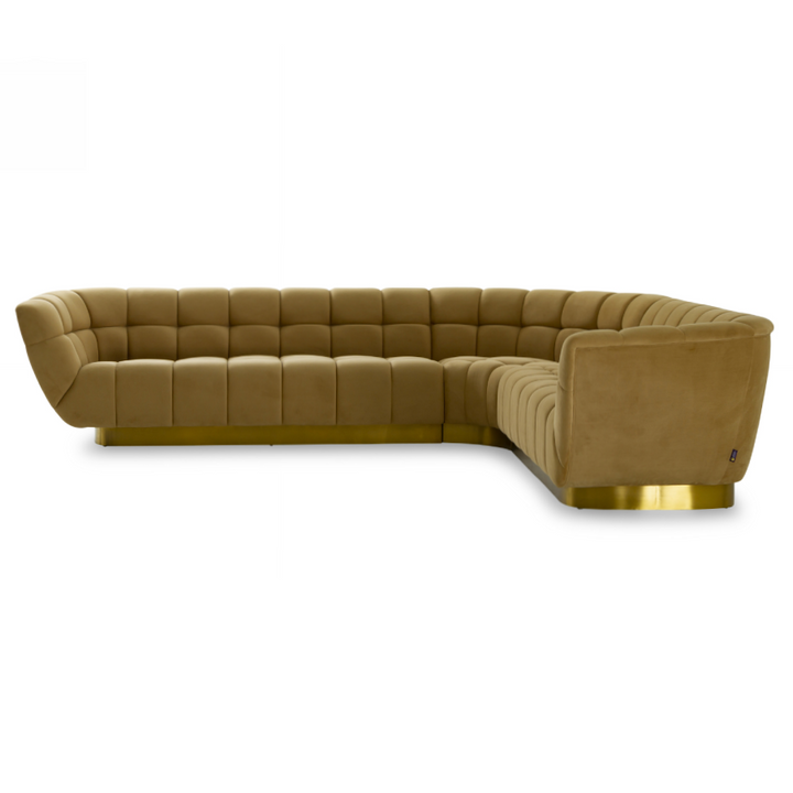 Granby - Glam Mustard + Gold Fabric Sectional Sofa
