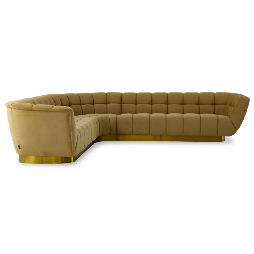 Granby - Glam Mustard + Gold Fabric Sectional Sofa