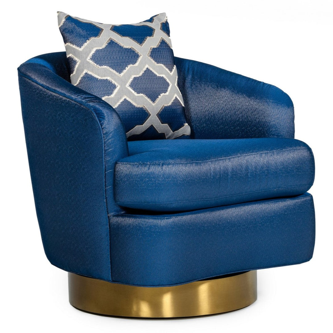 Niagra - Glam Blue and Gold Fabric Accent Chair