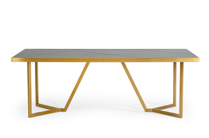 Nolte - Glam Black Zebrawood and Gold Dining Table