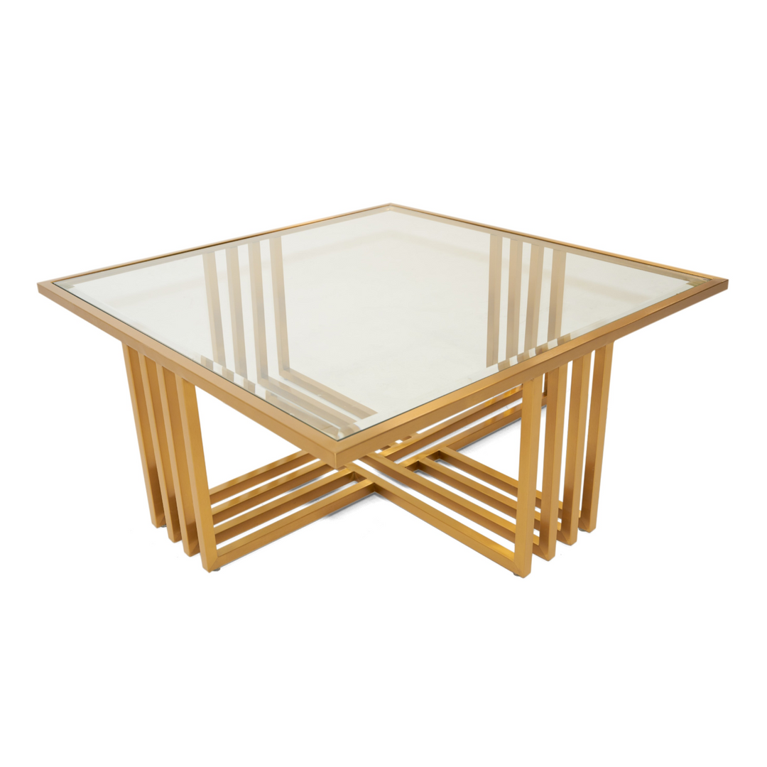 Kodiak - Glam Clear Glass and Gold Glass Coffee Table