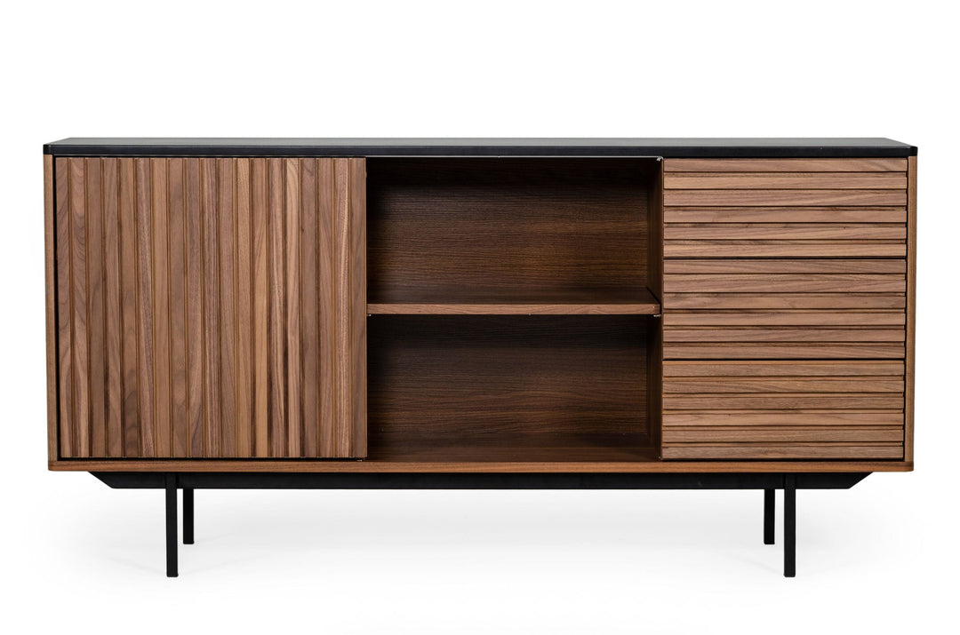 Maggie  Modern Walnut and Grey Buffet