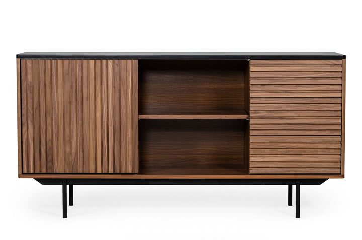 Maggie  Modern Walnut and Grey Buffet