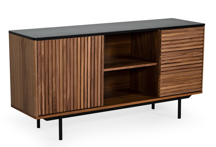 Maggie  Modern Walnut and Grey Buffet