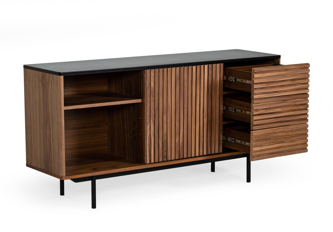 Maggie  Modern Walnut and Grey Buffet