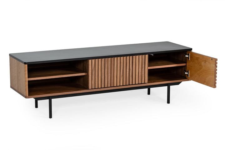 Maggie - Modern Walnut and Grey TV Stand