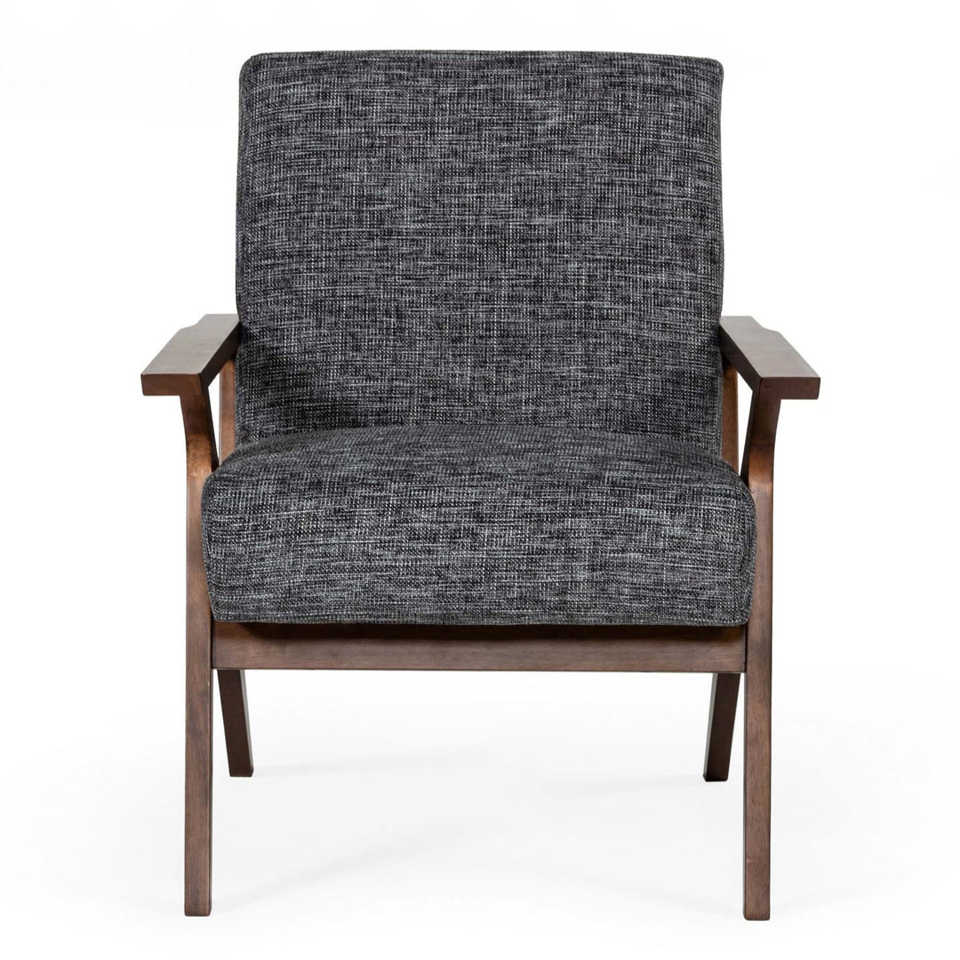 Candea - Mid-Century Walnut and Grey Accent Chair