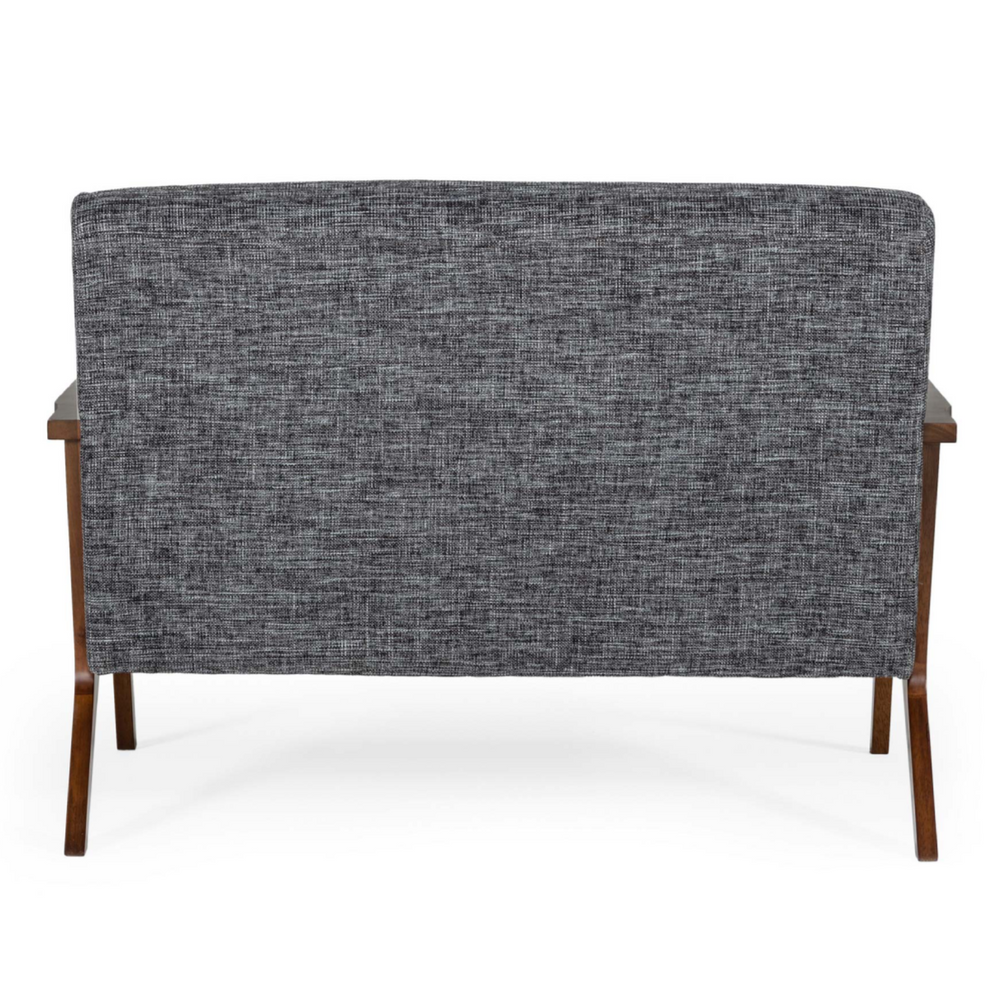 Candea - Mid-Century Walnut and Grey Compact Loveseat