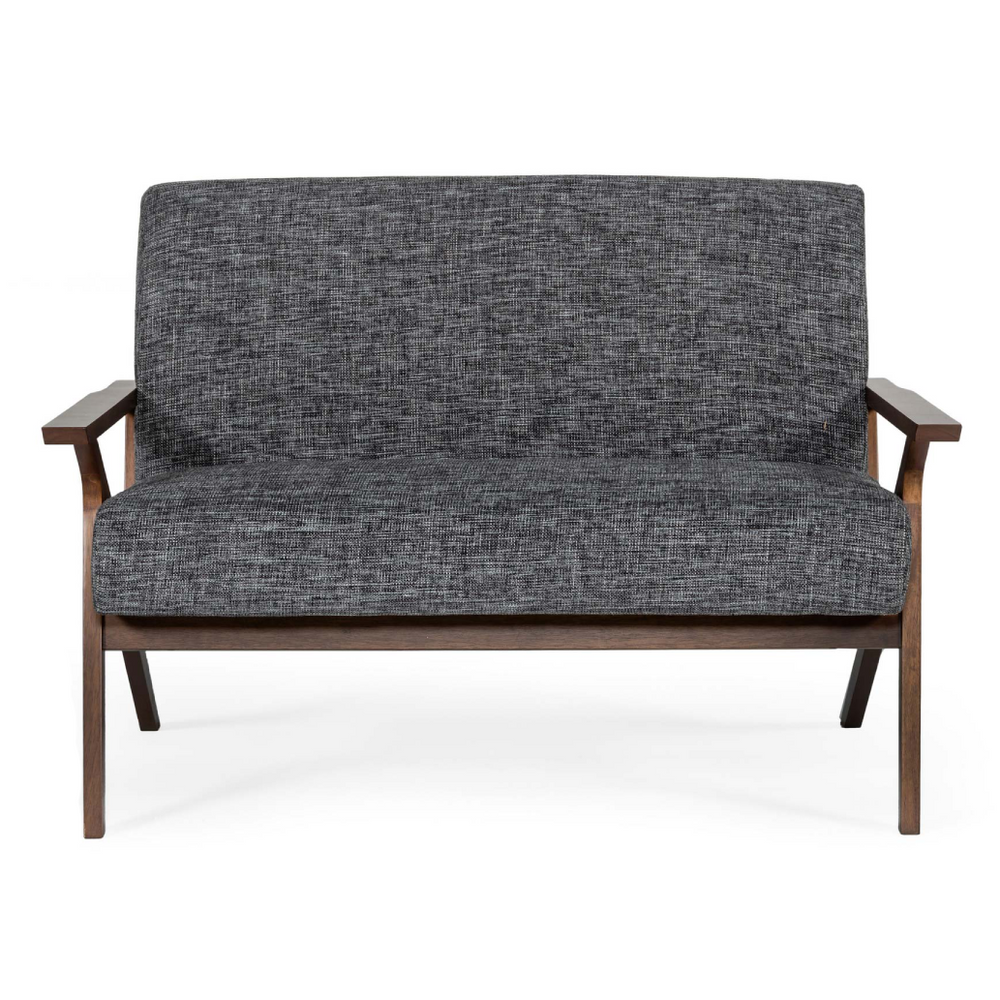Candea - Mid-Century Walnut and Grey Compact Loveseat