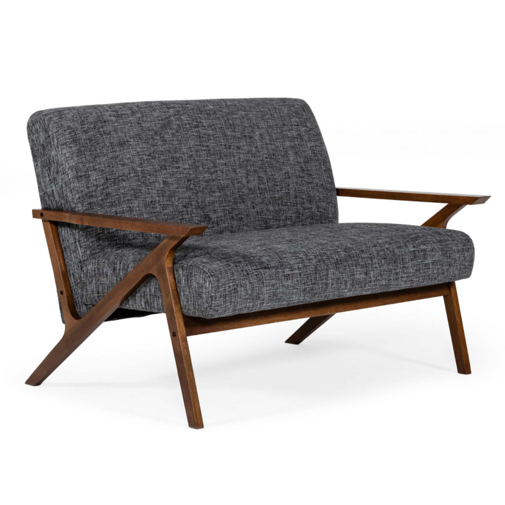 Candea - Mid-Century Walnut and Grey Compact Loveseat