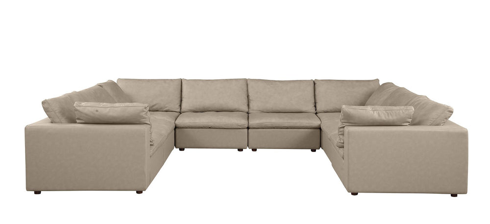 DivanItalia 1100 8-Piece U-Shaped Sectional in Top-Grain Italian Leather - Beige
