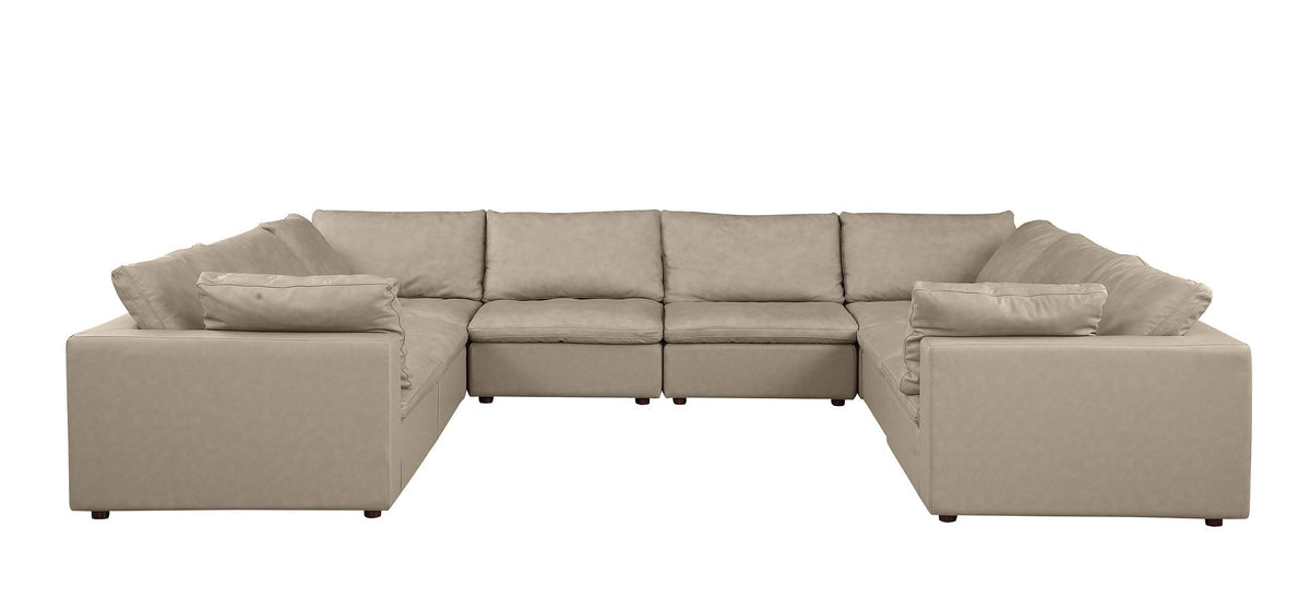 DivanItalia 1100 8-Piece U-Shaped Sectional in Top-Grain Italian Leather - Beige