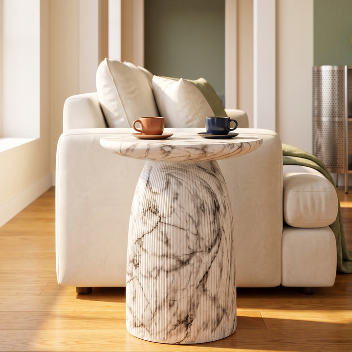 Marble-Effect MGO Patio Side Table