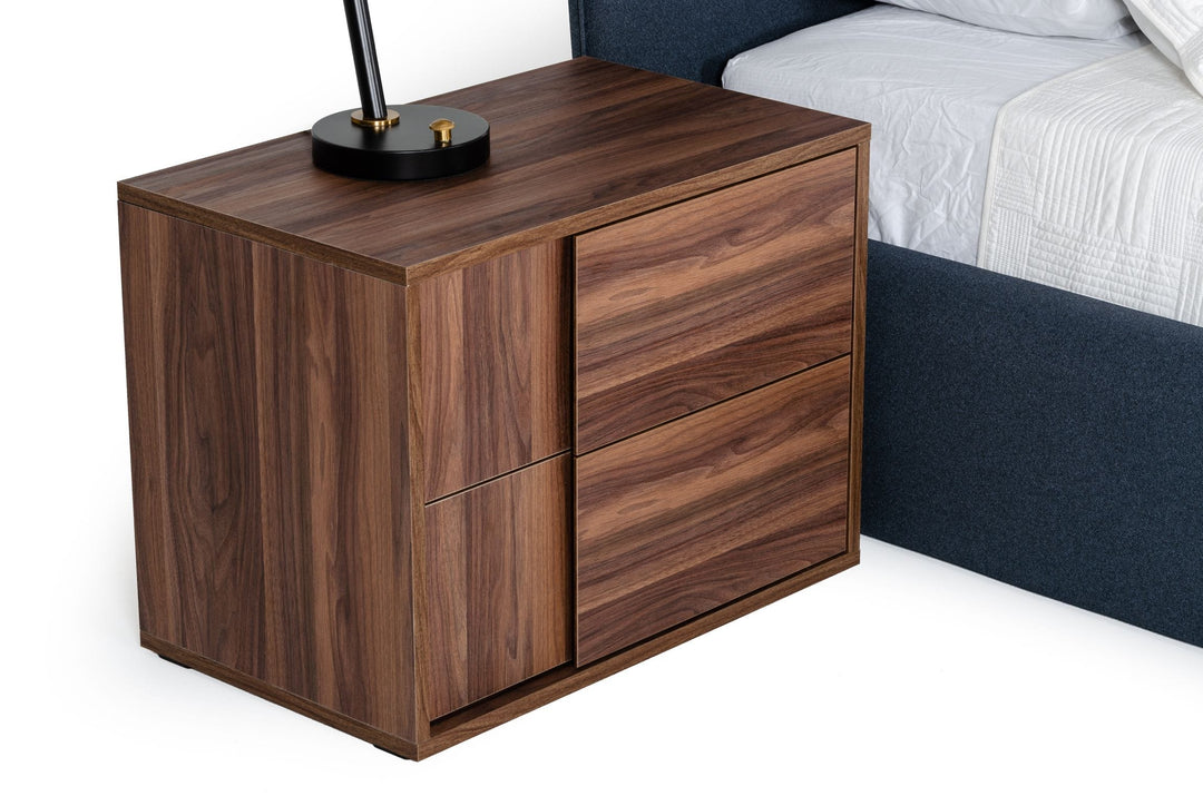 Asus - Italian Modern Walnut Nightstand