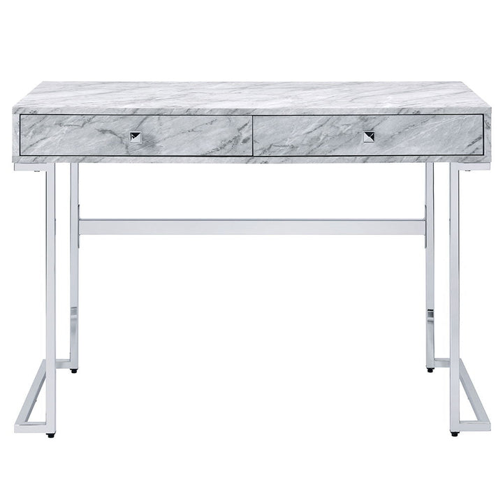 tigress-writing-desk-white-printed-faux-marble-top-chrome
