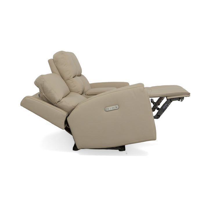 Jarvis Leather Power Reclining Loveseat with Console &amp; Power Headrests in Parchment