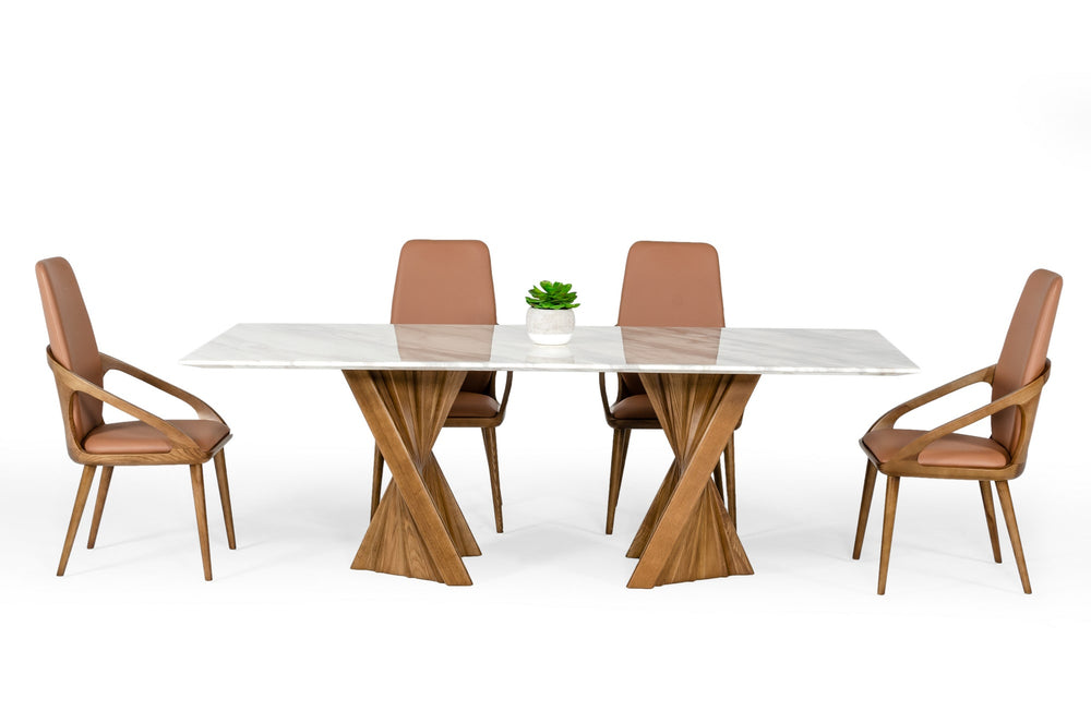 Cadence - Modern Walnut & Marble Dining Table