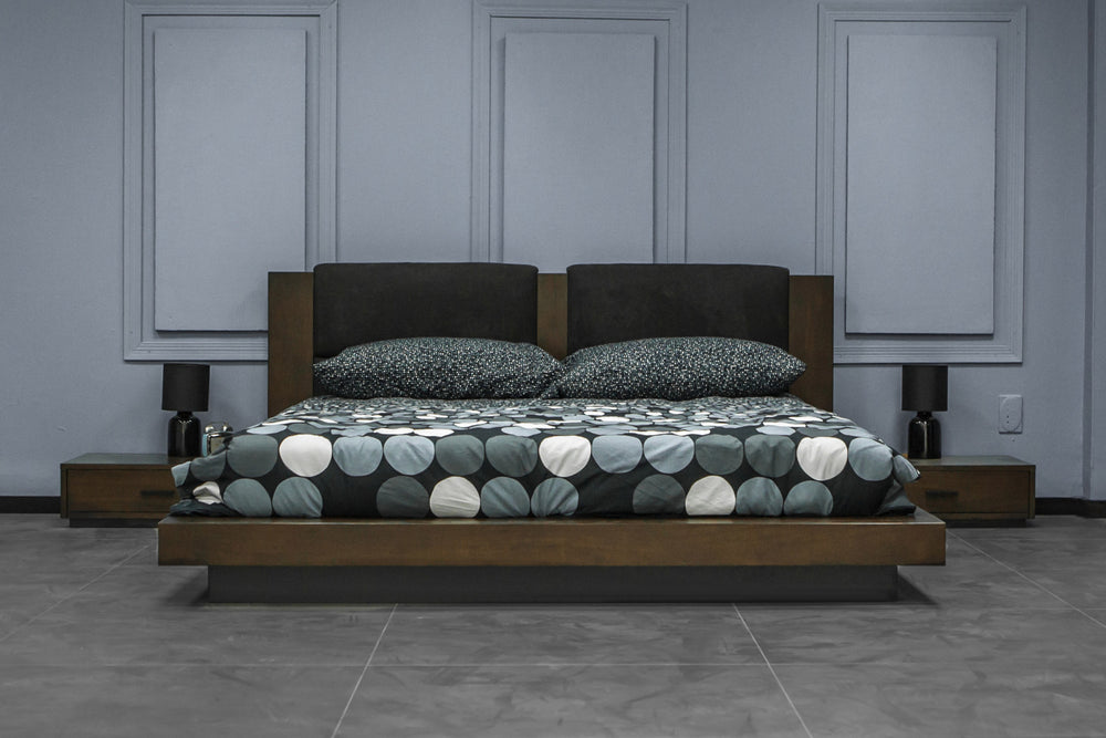 Fantasia - Contemporary Dark Walnut and Dark Grey Bed - View 3