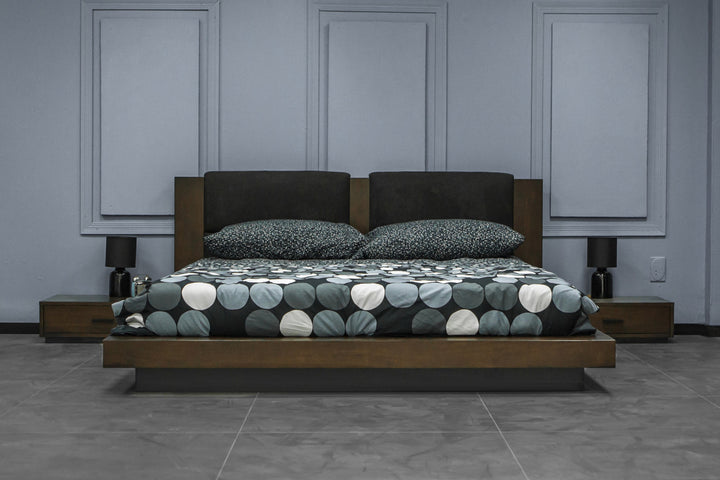 Fantasia  Contemporary Dark Walnut and Dark Grey Bed