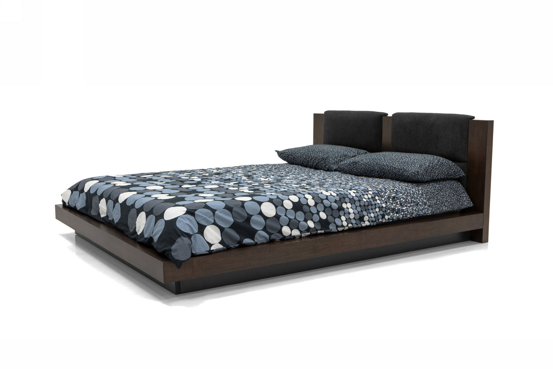 Fantasia  Contemporary Dark Walnut and Dark Grey Bed
