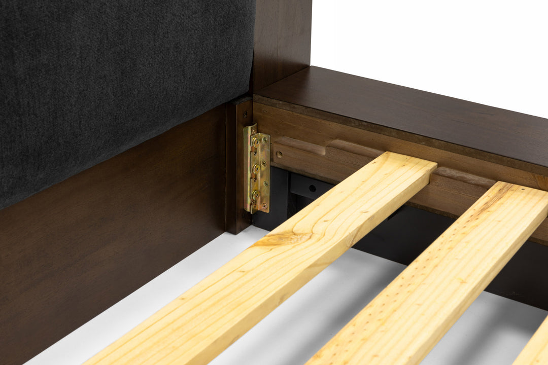 Fantasia  Contemporary Dark Walnut and Dark Grey Bed