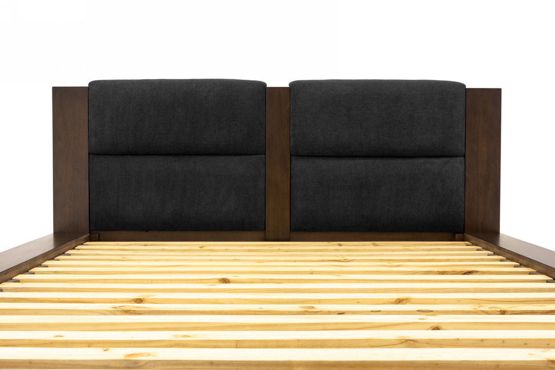 Fantasia  Contemporary Dark Walnut and Dark Grey Bed