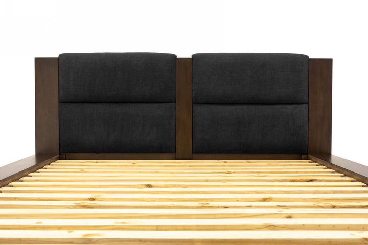 Fantasia  Contemporary Dark Walnut and Dark Grey Bed